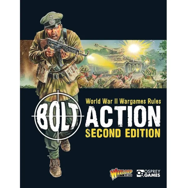 Bolt Action Second Edition rulebook cover showing WWII soldiers and a tank in combat.