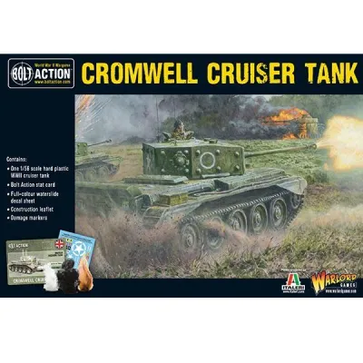 Bolt Action Cromwell Cruiser Tank box showing a British tank advancing through smoke and fire.