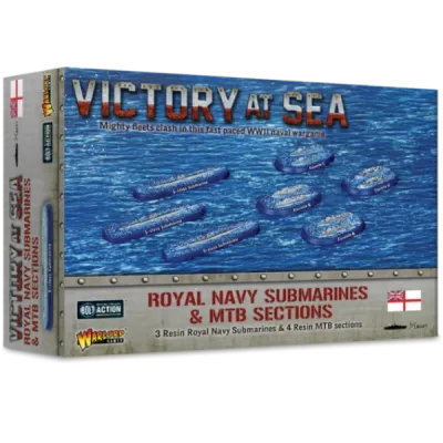 Victory at Sea Royal Navy Submarines &amp; MTB Sections box front showing British submarines and motor torpedo boats.