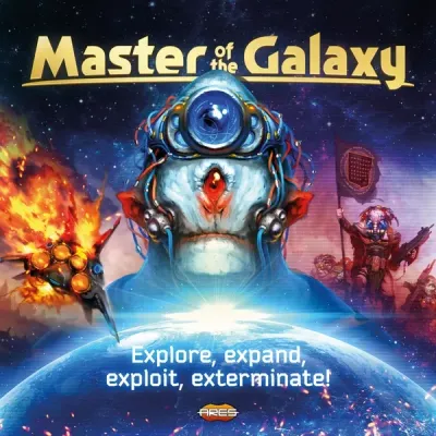 Master of the Galaxy box front with alien leader artwork and sci-fi 4X tagline over a planet.
