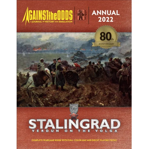 Against the Odds Annual 2022 Stalingrad cover showing soldiers and artillery overlooking the Volga battlefield.