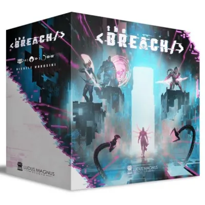 The Breach core game box with neon cyber-fantasy Database artwork.