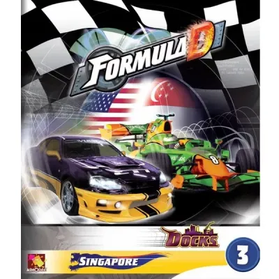 Formula D: Circuits 3 – Singapore &amp; The Docks expansion front with race car and street car artwork.
