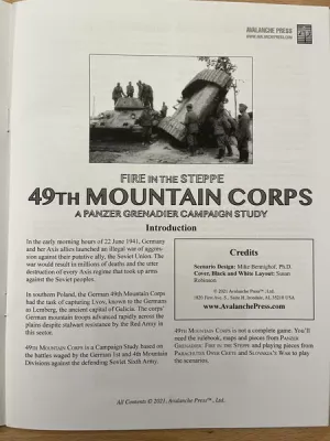 Panzer Grenadier: 49th Mountain Corps Campaign Study