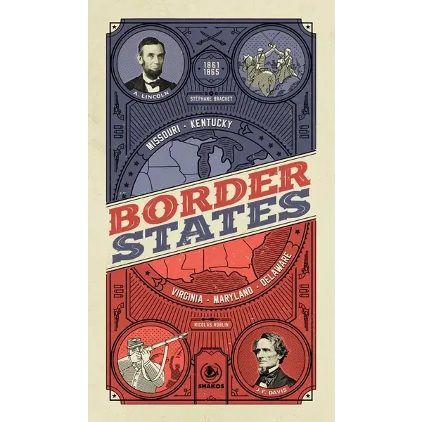 Border States box front with American Civil War artwork showing Lincoln, Jefferson Davis, and border state map details.