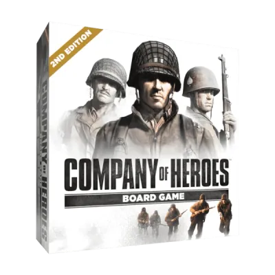 Company of Heroes: The Board Game Second Edition box front with World War II soldiers and 2nd Edition banner.