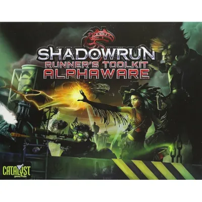 Shadowrun: Runner’s Toolkit Alphaware box front with cyberpunk runners, magic, and combat scene artwork.