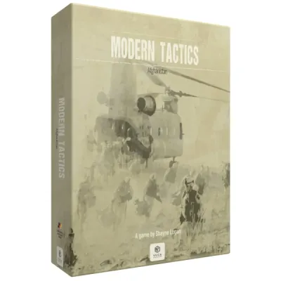 Modern Tactics Afghanistan box cover with soldiers and a helicopter in a dusty modern combat scene.
