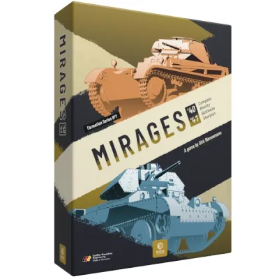 Mirages box cover showing stylized desert tanks for the 1940–1941 North African campaign.