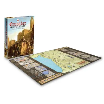 Crusader Kingdoms box and mounted game board displayed together on a white background.