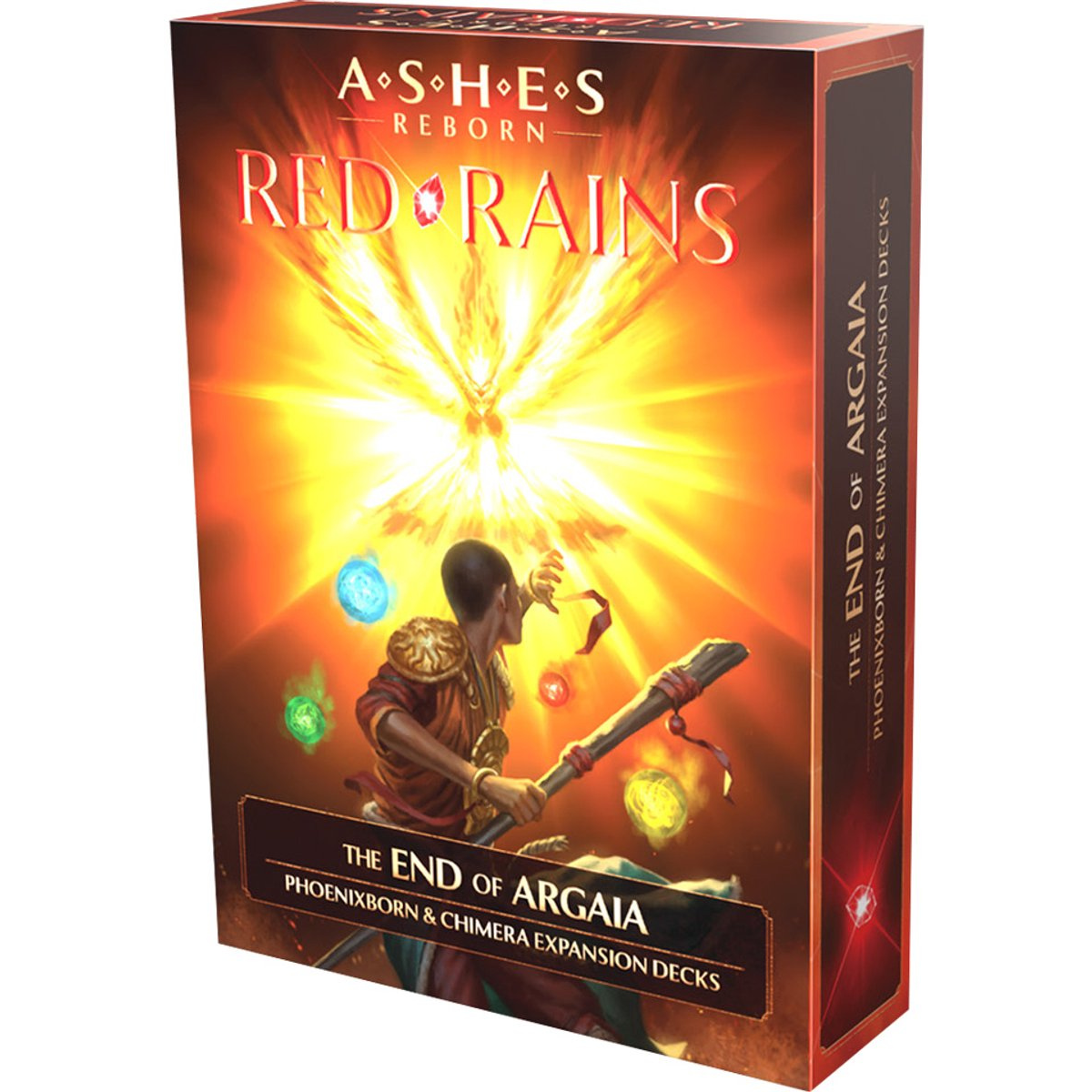 The End of Argaia expansion box for Ashes Reborn Red Rains.