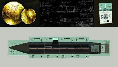 Infernal Machine: Dawn of Submarine Warfare by GMT Games, showing a Civil War era submarine - Available at Boardgamegeneral B
