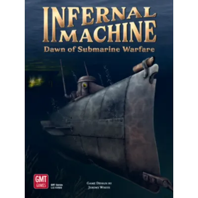 Infernal Machine: Dawn of Submarine Warfare Box art for Infernal Machine: Dawn of Submarine Warfare by GMT Games, showing a Civil War era submarine - Available at Boardg