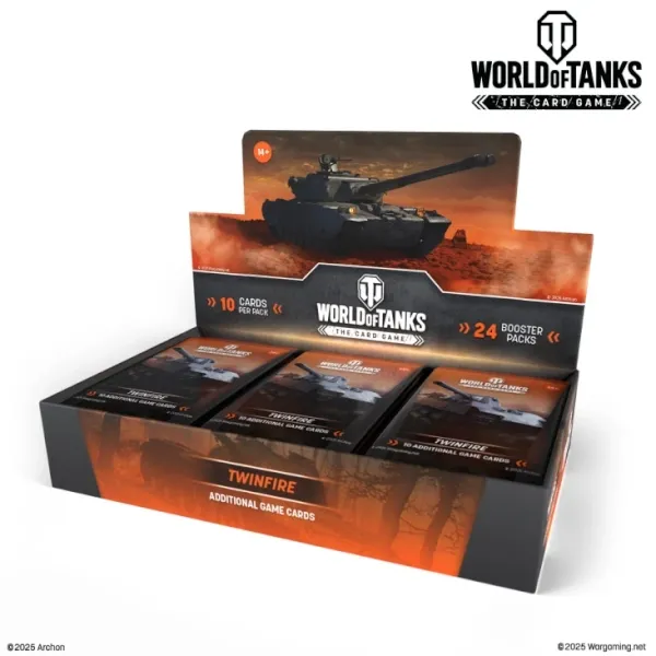 World of Tanks: The Card Game Twinfire Booster Display box (Wave 2) featuring 24 packs Available at Boardgamegeneral