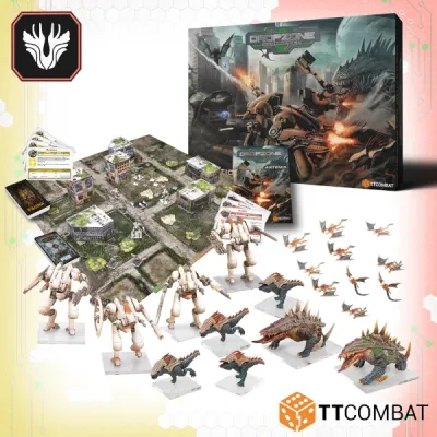 Dropzone Commander Operation Artemis set with Resistance, Scourge, terrain, cards and miniatures.