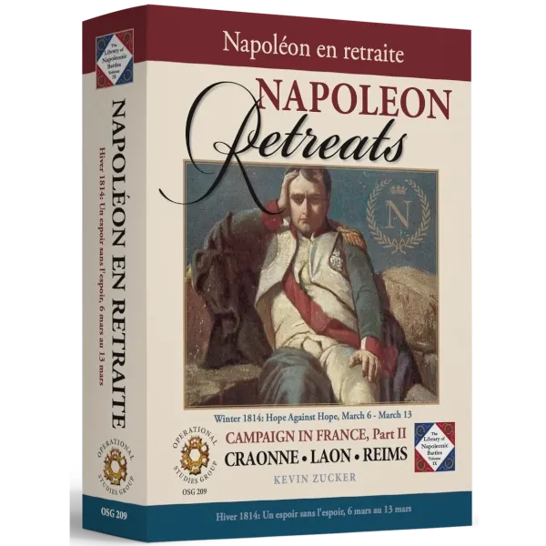 Napoleon Retreats box front with seated Napoleon portrait for the 1814 Campaign in France.