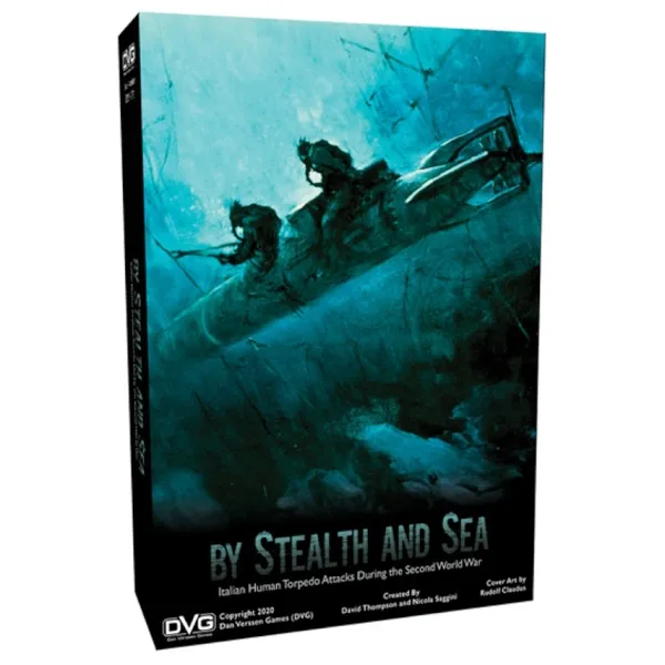 By Stealth and Sea box front with underwater Italian human torpedo artwork from World War II.