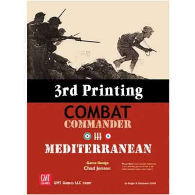 Combat Commander: Mediterranean 3rd Printing cover with infantry silhouettes and red GMT Games design.