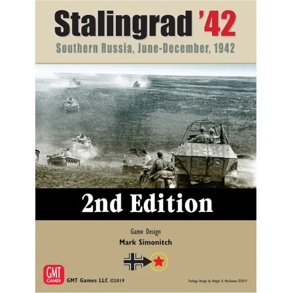 Stalingrad ’42 2nd Edition box front with German armoured vehicles advancing across open terrain.