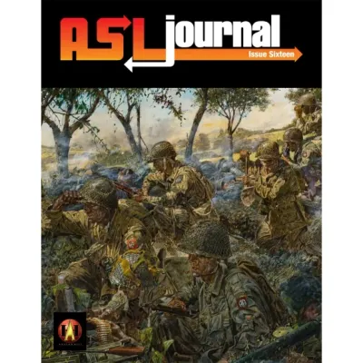 ASL Journal #16 ASL Journal Issue Sixteen cover showing Allied soldiers advancing through smoke and trees.