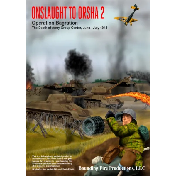 Onslaught to Orsha 2 cover showing Soviet armour, infantry, aircraft, and flamethrower combat during Operation Bagration.