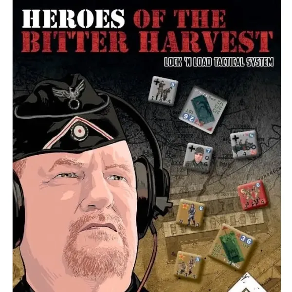 Heroes of the Bitter Harvest cover showing a German tank crewman illustration with tactical counters and map background.