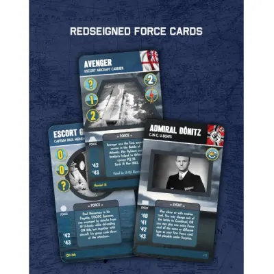 Atlantic Storm: Admiral’s Edition card overview showing redesigned force and event cards.