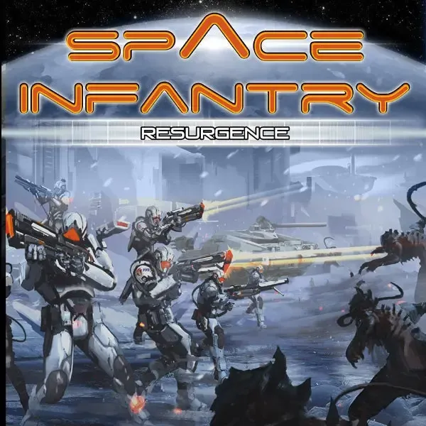 Space Infantry: Resurgence box front showing sci-fi soldiers fighting alien creatures in a futuristic battlefield.