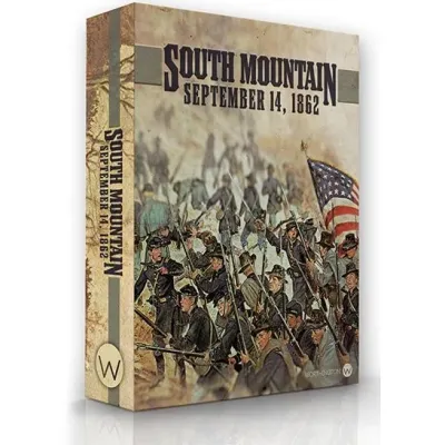 South Mountain 1862 box front showing American Civil War infantry advancing with a U.S. flag.