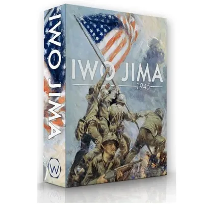 Iwo Jima 1945 box front showing U.S. Marines raising the flag during the battle.