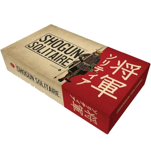 Shogun Solitaire box showing samurai artwork with English and Japanese title design.