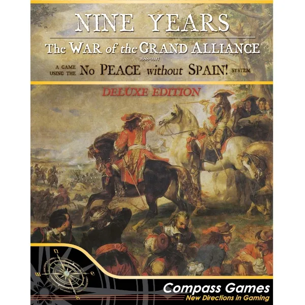 Nine Years: The War of the Grand Alliance Deluxe Edition box front showing mounted commanders in battle artwork.