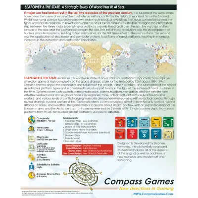Seapower &amp; the State box back showing global naval map, counters, components, and strategic game overview.