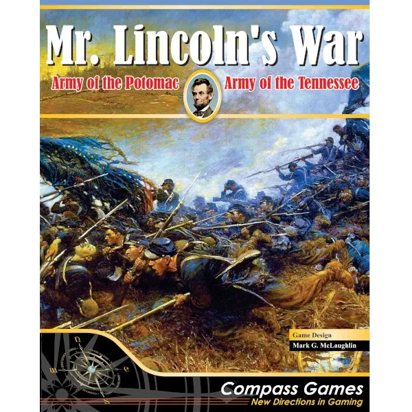 Mr. Lincoln’s War box front showing American Civil War battle artwork with Army of the Potomac and Tennessee subtitle.