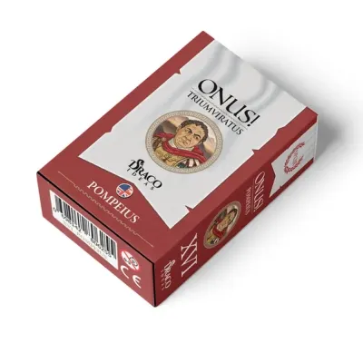 ONUS! Triumviratus Pompeius card pack box with red sides and commander portrait.