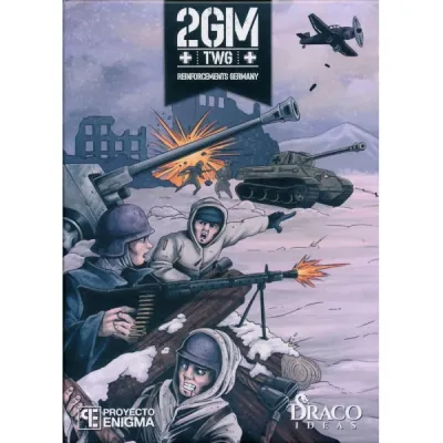 2GM Germany Reinforcements expansion cover showing German soldiers, tanks, and aircraft in winter combat.