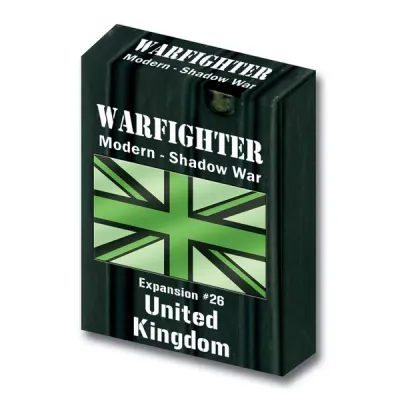 Warfighter Shadow War Expansion #26 United Kingdom box with green night-vision Union Jack design.