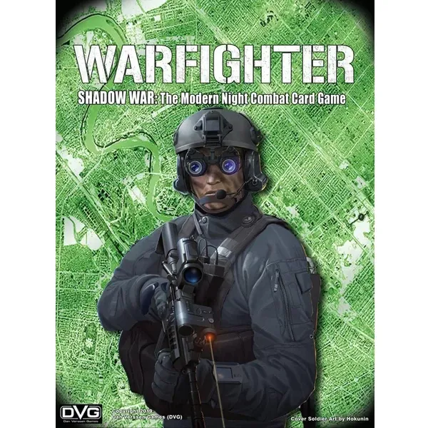 Warfighter Shadow War box showing a night-vision soldier over a green tactical map.