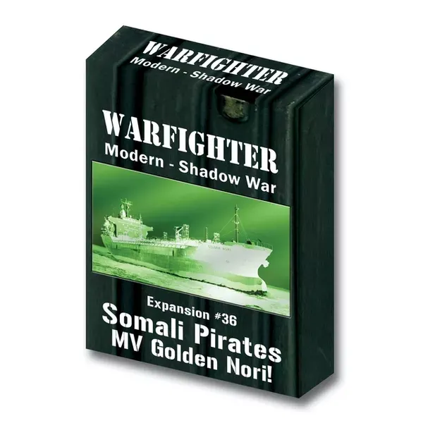 Warfighter Shadow War Expansion #36 Somali Pirates MV Golden Nori box with green night-vision ship image.