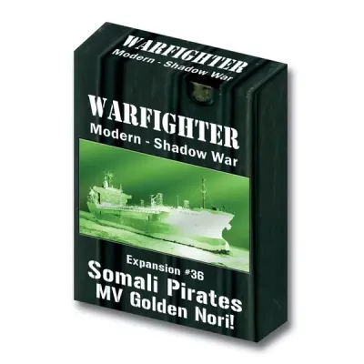 Warfighter Shadow War Expansion #36 Somali Pirates MV Golden Nori box with green night-vision ship image.
