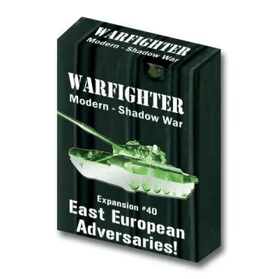 Warfighter Shadow War Expansion #40 East European Adversaries box with green night-vision tank image.