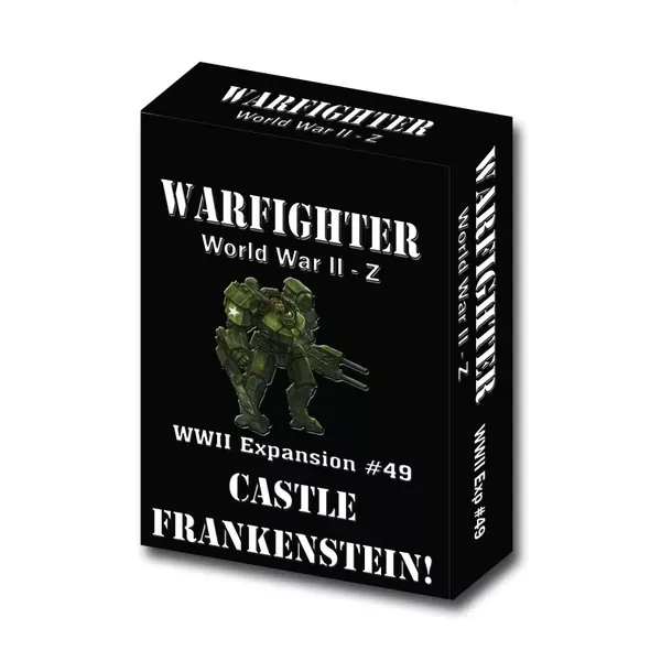 Warfighter WWII-Z Expansion #49 Castle Frankenstein box with armored horror figure artwork.