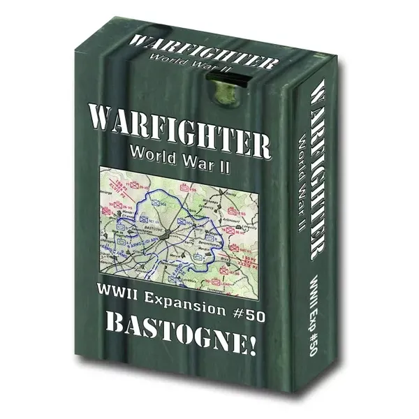 Warfighter WWII Expansion #50 Bastogne box with Battle of the Bulge map artwork.