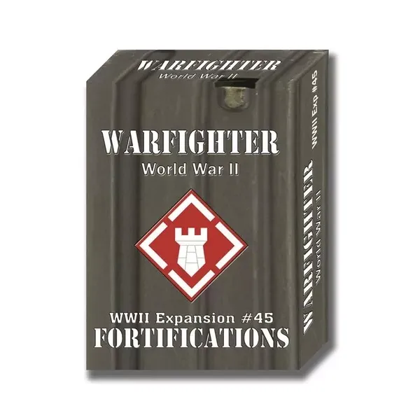 Warfighter WWII Expansion #45 Fortifications box with red-and-white fortress symbol.