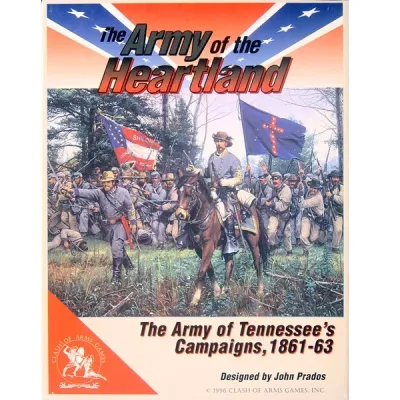The Army of the Heartland box cover with Confederate troops, flags, and mounted officer artwork.