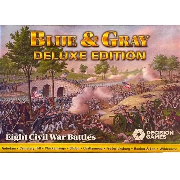 Blue &amp; Gray Deluxe Edition box cover with Civil War battle artwork and eight battle titles.