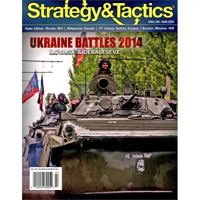 Strategy &amp; Tactics #353 cover for Ukraine Battles 2014, showing armoured vehicles and fighters in the Donbass.