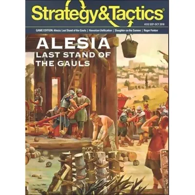 Strategy &amp; Tactics #312 cover for Alesia, showing Roman siege works and soldiers during the Gallic siege.