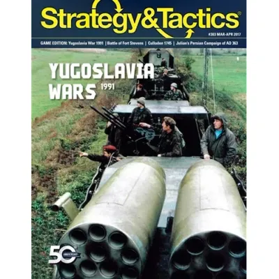 Strategy &amp; Tactics #303 cover for Yugoslavia Wars 1991, showing soldiers riding on an armoured vehicle.