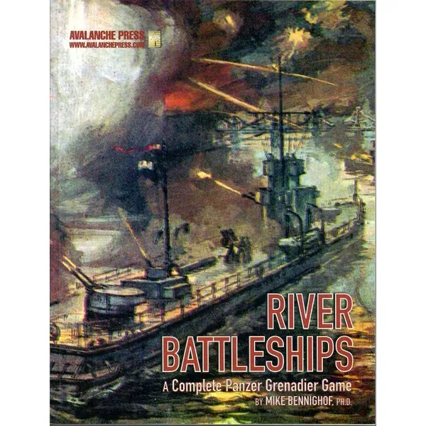 River Battleships cover with armoured river vessels firing during a night battle.